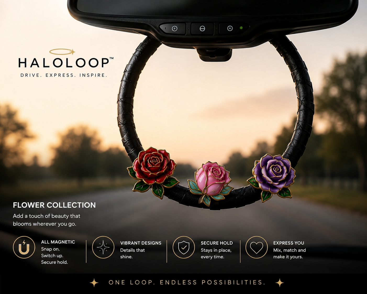 Halo™ Flower Collection-3 Magnetic Charms